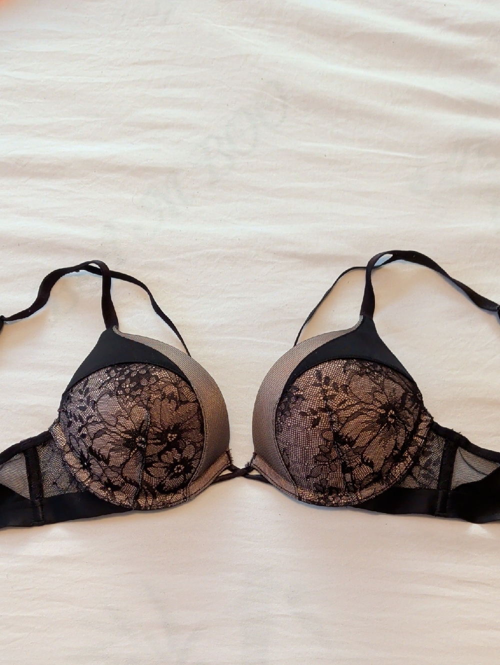 Black Lace Overlay Double Push-Up Bra